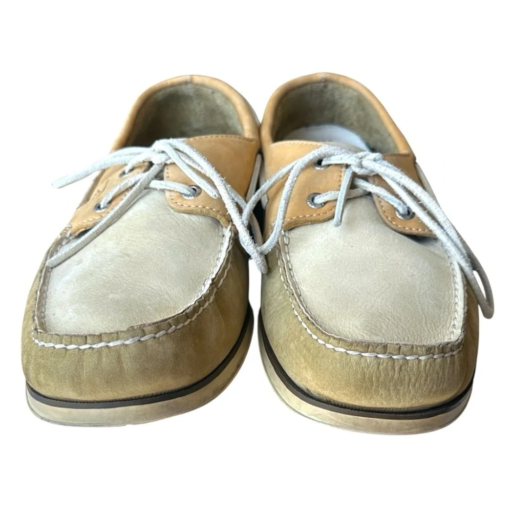 Sperry Top-Sider A/O 2-Eye Colorblock Boat Shoes Cream/Dusty Olive/Tan Men’s 12